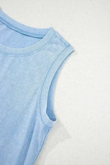 Beau Blue Mineral Wash Pocket Tank Mini Dress - Femstylo