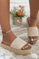 White Boho Single Band Slippers - Femstylo
