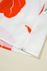 Red Floral Print Tie Front Ruffle Hem Mini Dress