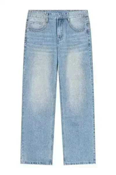 Washed Mid Rise Jeans with Pockets - Femstylo