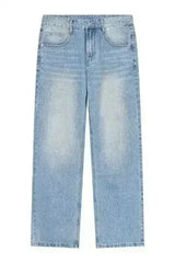 Washed Mid Rise Jeans with Pockets - Femstylo