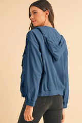 Real Teal Corduroy Zip-Up Hooded Jacket – Femstylo