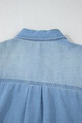 Beau Blue Washed Raw Hem Denim Shirt Dress