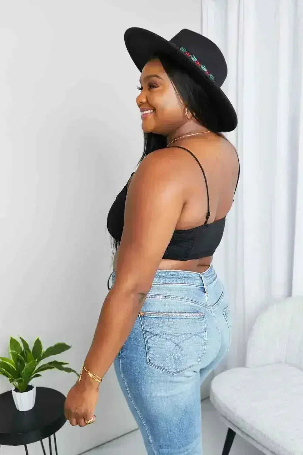 Zenana Full Size Textured Spaghetti Strap Bralette in Black - Femstylo