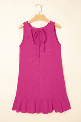 Ashleigh Blue Sleeveless Knot Backless Ruffle Hem Mini Dress - Femstylo