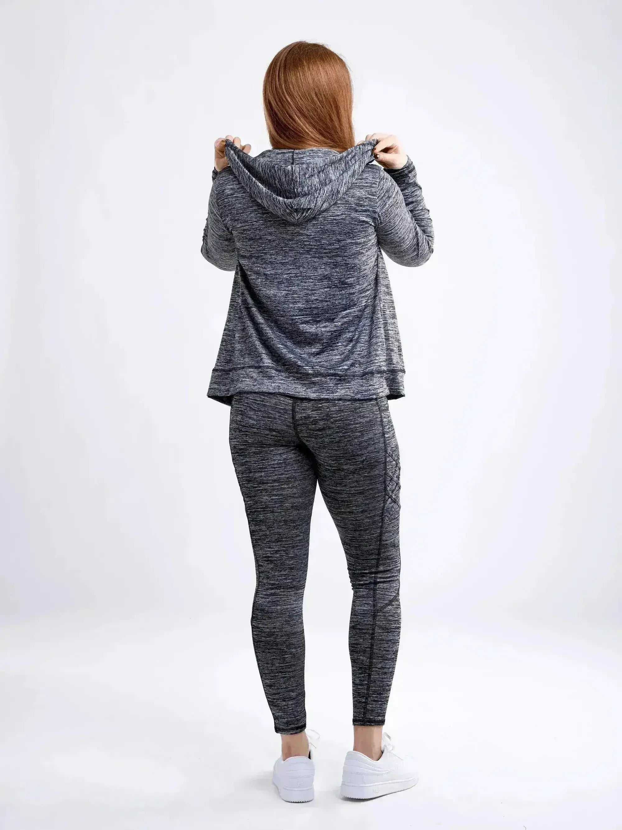 Athletic Fitted Zip-Up Hoodie Jacket with Pockets - Femstylo