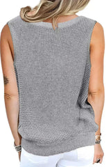 Gray Crisscross Hollow-out Knit Tank Top - Femstylo