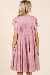 Mittoshop Lace Detail Ruffled Button Down Tiered Dress - Femstylo