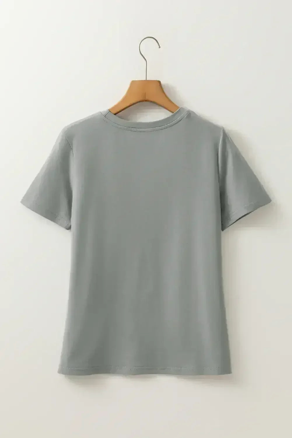 Dirty Blue Solid Color Round Neck T Shirt - Femstylo