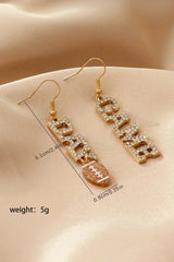 Football Rhinestone Dangle Earrings | Gold Game Day Jewelry - Femstylo