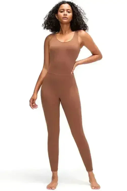 Crisscross Wide Strap Active Jumpsuit - Femstylo