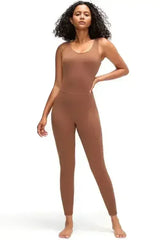 Crisscross Wide Strap Active Jumpsuit - Femstylo