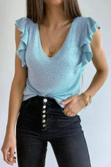 Cascading Ruffles Knit Tank Top - Femstylo