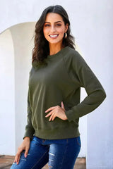 Green French Terry Cotton Blend Sweatshirt - Femstylo