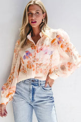 White Balloon Sleeve Floral Shirt - Loose Fit Blouse | Femstylo - Femstylo