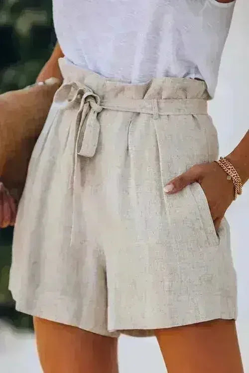 Tie Waist Casual Shorts with Pockets - Femstylo