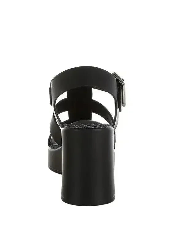 Avalon Chunky Pin Buckle Platform Heels - Femstylo