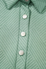 Bright Green Textured V Button Collared Mini Dress