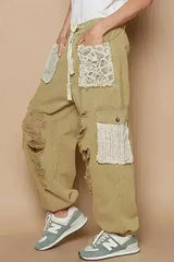 POL Crochet Patch Distressed Washed Jeans - Femstylo