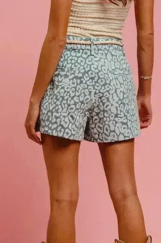 BiBi Rope Belt Leopard Shorts - Femstylo