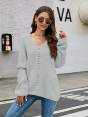 V-Neck Rib-Knit Top - Comfort Women's Shirt | Femstylo - Femstylo