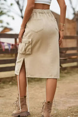 Drawstring Denim Cargo Skirt - Femstylo