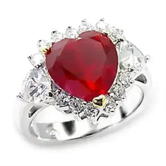 6X062 - High-Polished 925 Sterling Silver Ring with Synthetic Garnet - Femstylo