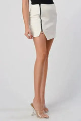 High-Waisted Zip-Front Mini Skirt - Femstylo