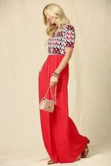 Houndstooth Maxi Dress | Short Sleeve Pocketed Style | Femstylo - Femstylo