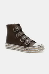 Beast Fashion Multi-Buckle Straps Studded Platform Sneakers - Femstylo