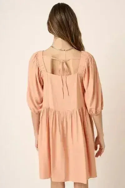 Mittoshop Pintuck Detail Tie Back Mini Dress - Femstylo