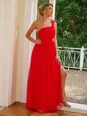 Cutout Slit Single Shoulder Maxi Dress - Femstylo