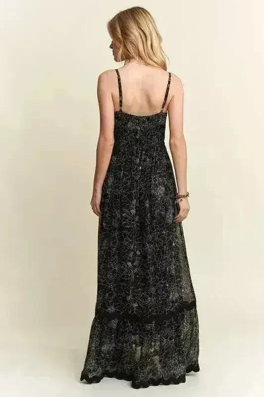 Floral Maxi Cami Dress – Adjustable Straps & Flowy Silhouette - Femstylo