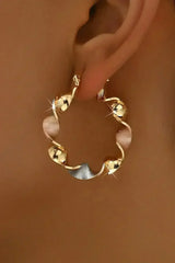 Gold Twisted Round Hoop Earrings - Femstylo