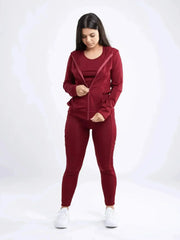 Athletic Fitted Zip-Up Hoodie Jacket with Pockets - Femstylo