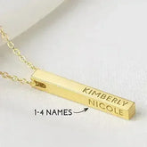 Personalized Mother Necklace, 4 Side Bar Necklace, Kids Names Necklace - Femstylo