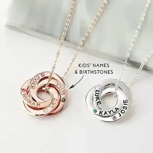 Mom Necklace With Kids Names Birthstones, Children Birthstone Jewelry - Femstylo