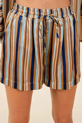 Mittoshop Drawstring Striped Satin Shorts - Femstylo