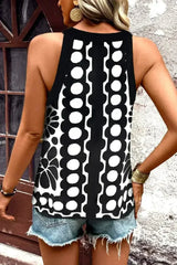 Black Geometric Print Sleeveless Top - Femstylo