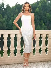 Cutout Back Slit Spaghetti Strap Dress - Femstylo