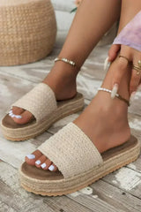 White Boho Single Band Slippers - Femstylo