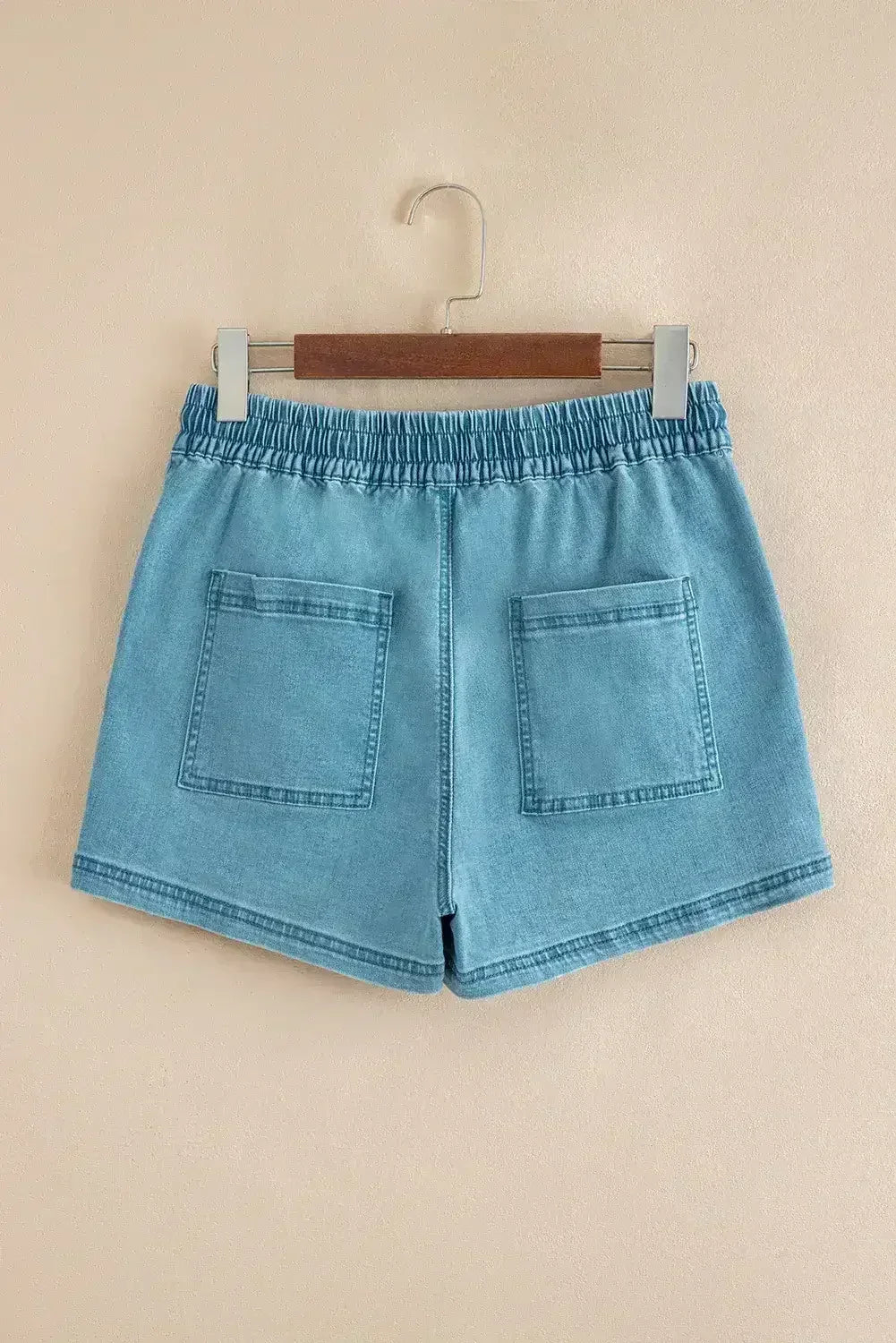 Beau Blue Drawstring Elastic Waist Denim Shorts - Femstylo