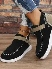 Contrast Round Toe Buckle Sneakers - Femstylo