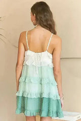 ADORA Swiss Dot Ruffled Tiered Mini Dress - Femstylo