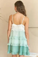 ADORA Swiss Dot Ruffled Tiered Mini Dress - Femstylo