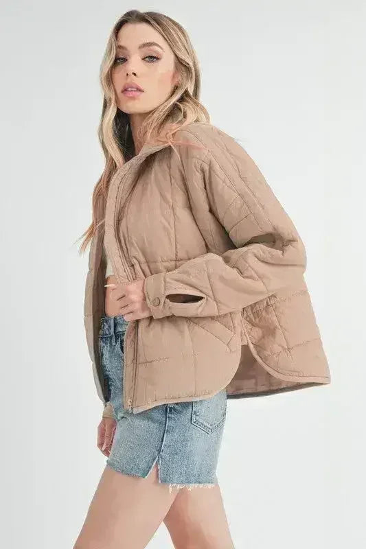 Aemi + Co Quilted Zip Up Puffer Jacket - Femstylo