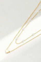 Gold Pearl Heart Chain Necklace - Femstylo