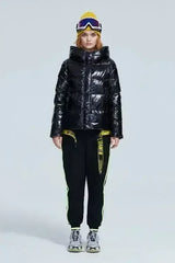Short women winter coat parkas warm hooded shiny jacket coat Ladies - Femstylo