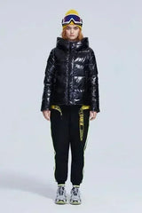 Short women winter coat parkas warm hooded shiny jacket coat Ladies - Femstylo