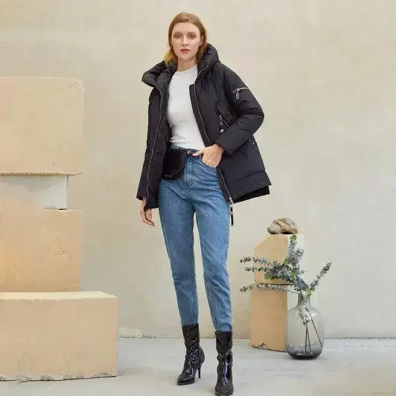 Casual hooded women winter coat parka Zipper pocket padded jacket coat - Femstylo